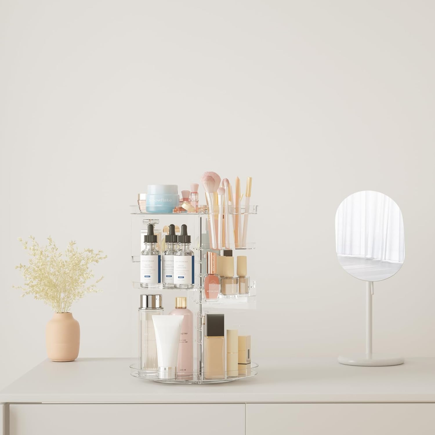 Rotating Makeup Organizer, Adjustable Layers Spinning Organizer, Cosmetic Display Case, Multi-Function Storage Carousel, Makeup Organizer, Makeup Holder, Makeup Stand Rotating Makeup Organizer, Adjustable Layers Spinning Organizer, Cosmetic Display Case, Multi-Function Storage Carousel, Makeup Organizer, Makeup Holder, Makeup Stand